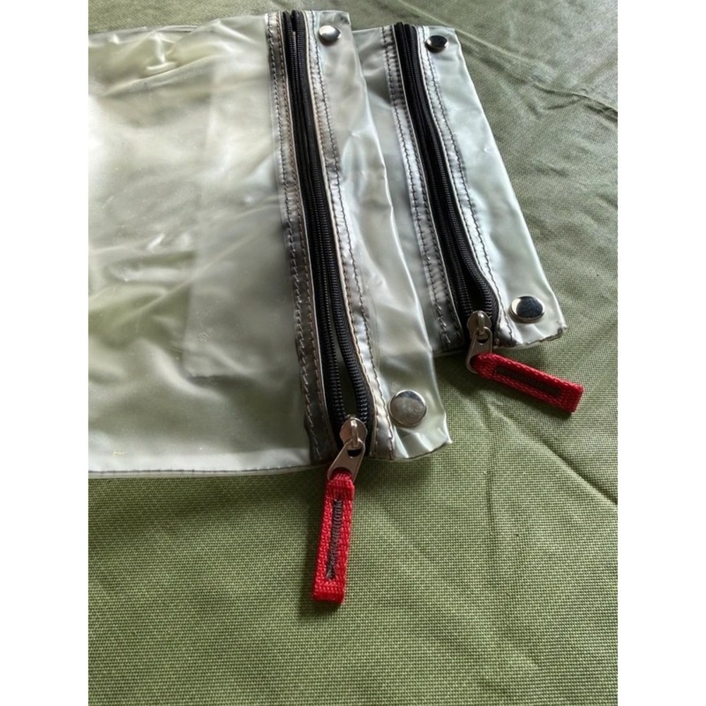 Clear Vinyl Zipper Pouch Set 2 Piece Pencil Pouch Dorm Organizer - Picture 2 of 4